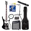 Rocktile Pro RB-400B Blackbird E-Bass Super Set – 4-Saiter Longscale E-Bass – Inklusive Amp, Gigbag, Tuner, Gurt, Ständer, Kabel und Schule – schwarz