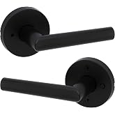 Kwikset Milan Privacy Door Handle for Bedroom and Bathroom, Matte Black | Privacy door handle for bedroom and bathroom doors; keyless inside lock and reversible lever fit standard residential doors.