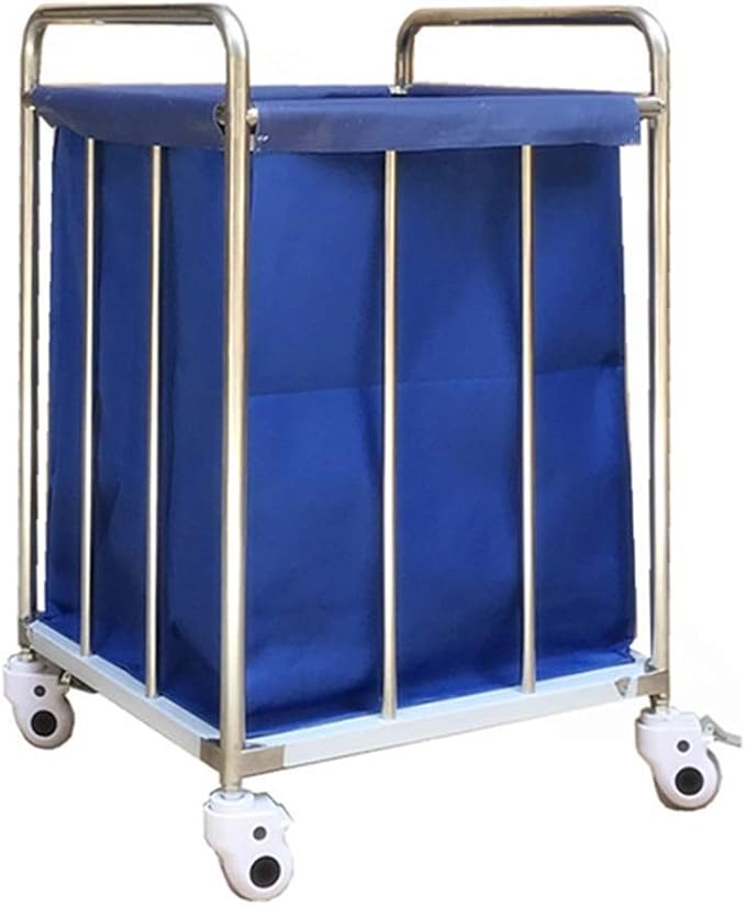 KONGZIR Trolley On Wheels Heavy Duty Hotel Laundry Linen Cart on Wheels, Blue