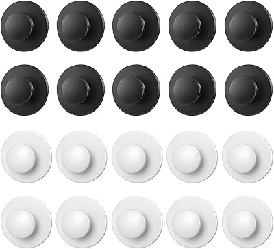 LizCeyMD 20 Pc Self-Adhesive Cabinet Handles Plastic Round Drawer Knobs White