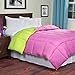 Lavish Home Reversible Down Alternative Comforter, Twin, Pink/Lime