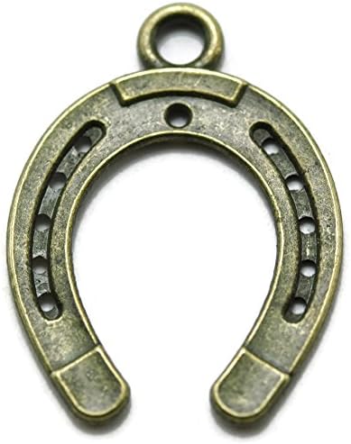 10 Horseshoe Charms brasstone bronzetone Horse Shoe