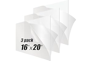 3 Pieces Acrylic Sheet/Plexiglass Panel 16" x 20" x 1/8" Thick Cast, Pinziren 3mm Clear Plexi Glass Plastic Board for Craft Projects, Wedding Blank, Cut to Sign, Table Number, Business Signage.16x20