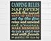 Camping Rules Unframed Print - Camping Sign - Vintage Camper Decor - Camper Art - RV Sign - Outdoor Decor - Camping Party - Camping Gifts