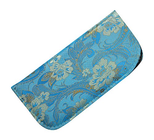 2 Pack Soft Eyeglass Slip Case For Women - Floral Paisley In Sage Green & Blue - Thumbnail 4