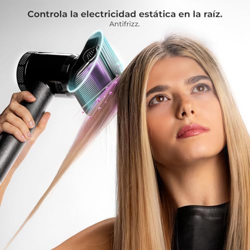 Secador de Pelo - 6 Accesorios - DryGlam Waves i-Sensor Pro. 1600W, Motor Brushless, Tecnología Infrarrojos, Sensor de Distancia, Reduce Frizz, Plasma, 6 Modos, Touch Sensor, Estuche de Cuero — foto 8 de 8