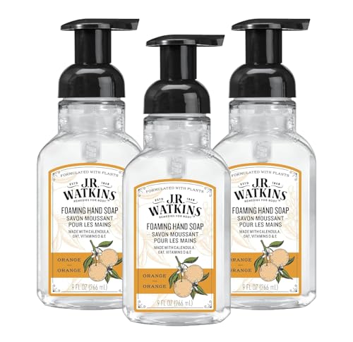 J.R. Watkins Moisturizing Foam Hand Soap Dispenser 3 Pack, Orange, 9 fl oz