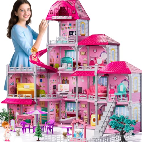 JUKUDAHU 4-Story Villa Playset for Girls Ages 3-8 - 11 Rooms, 2