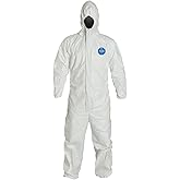 Tyvek Disposable Suit by Dupont with Elastic Wrists, Ankles and Hood (2XL),White,XX-Large