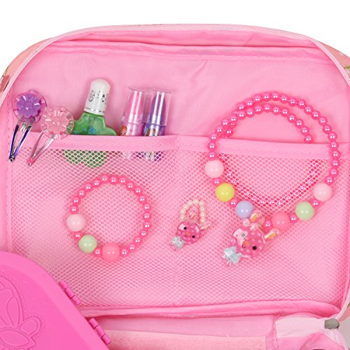Cosmetic Bag Kit Pretend Makeup Set Jewellery Set Necklace Bracelet Ring Hair Clip Girls Toy (water-drop) - Thumbnail 4