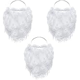 Dzrige 3 Pieces Santa Beard White Beard Mustache Christmas Face Beard Costume for Party Cosplay Supplies