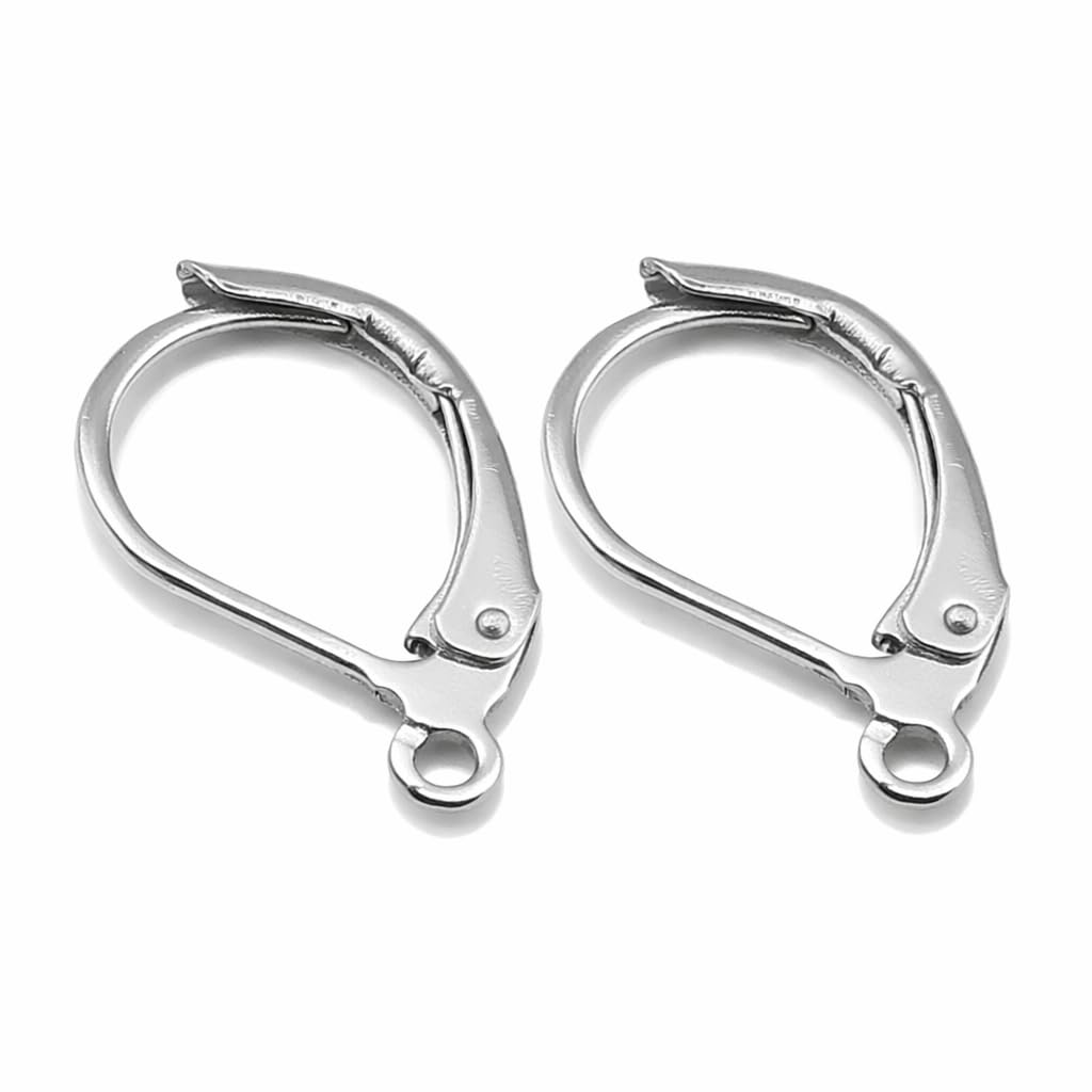 Perlin - 20 stainless steel 304 ear hooks stud earrings folding hook earrings ear closure lever back 16 mm M133 x2