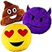 Joyin Toy 3 Pack of 32cm 13 Inches Emoji Smiley Emotion Cushion Stuffed Plush Pillow Including 1 Poop Face, 1 Heart Eye and 1 Devil Face (3 Pack).