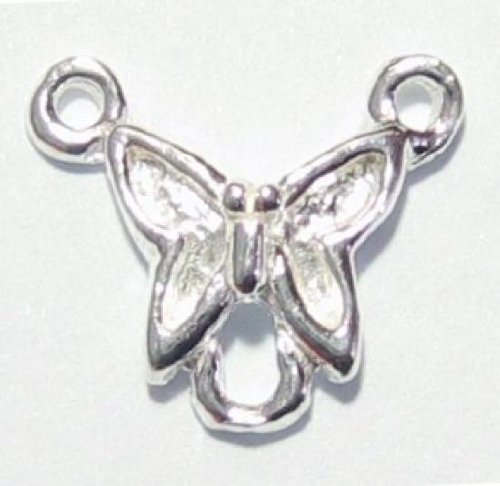 2 pcs .925 Sterling Silver Butterfly Chandelier Pendant Necklace Link Bead / Earrings Connector / Findings / Bright