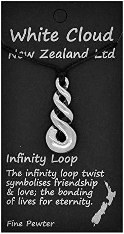 Handmade New Zealand Small Triple Infinity Loop Pewter Pendant on Waxed Cord