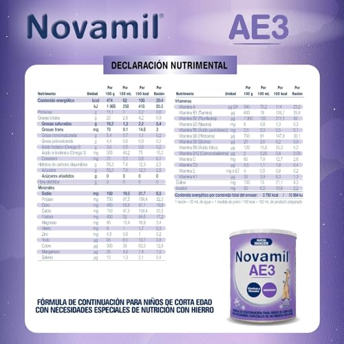 NOVAMIL AE 3 - Fórmula Etapa 3, de 12 a 36 meses edad, bote con 800g