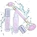 Rose Quartz Massager Facial Roller with Bottles for Essential Oils - Anti-Aging Pink Stone Natural Beauty Healing Skincare Set - Rolling Device for Face, 2 Roller Ball Containers for Oils