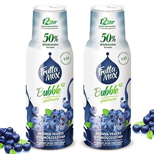 2 x 500 ml FruttaMax Heidelbeere Getränkesirup Frucht-sirup Konzentrat | weniger Zucker | mit 60% Fruchtanteil