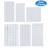 Rubber Feet, AUSTOR 304 Pieces Clear Adhesive Bumper Pads Self Stick Furniture Bumpers Buffer Pads, 6 Sizes for Doors, Cabinets, Drawers