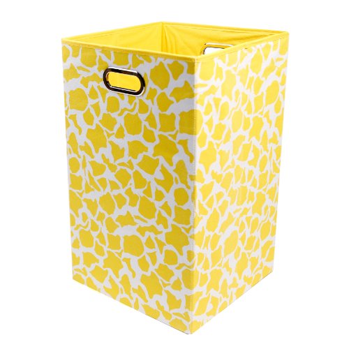Modern Littles Rusty Folding Laundry Basket, Yellow Giraffe