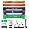 Odoland Fitnessbandenset, pull-up weerstandsband in 5 verschillende treksterktes, expander-banden, set incl. optrekband…