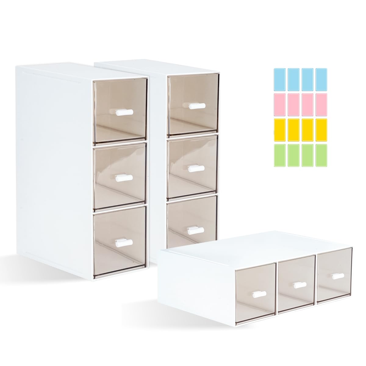 DIBALIYI 3PCS Plastic Tea Box, Clear Lid Tea Bag Storage, Easy Access Tea Bag Organiser, Coffee Storage with 3 Drawers for Sugar Sachets, Tea Bags (3PCS)