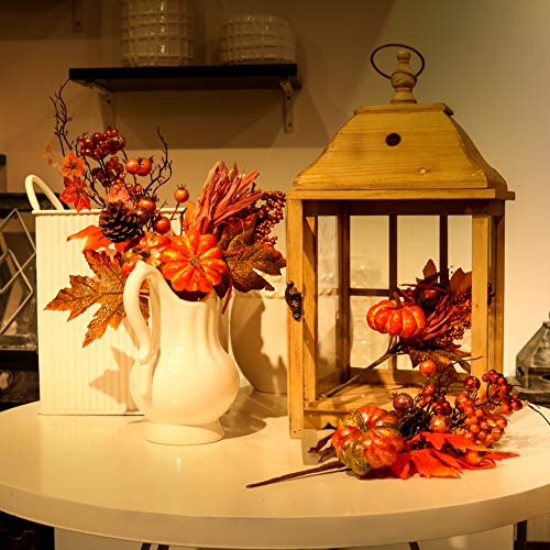 Valery Madelyn 4 Packs Fall Picks with Artificial Pumpkins, Berries and Maple Leaves, Floral Picks for Fall Decor, Thanksgiving Fall Decorations, Autumn Decor, Crafting and Displaying