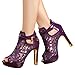 getmorebeauty Women's Pretty Lace Flowers Open Toes High Heels Ankle Boots