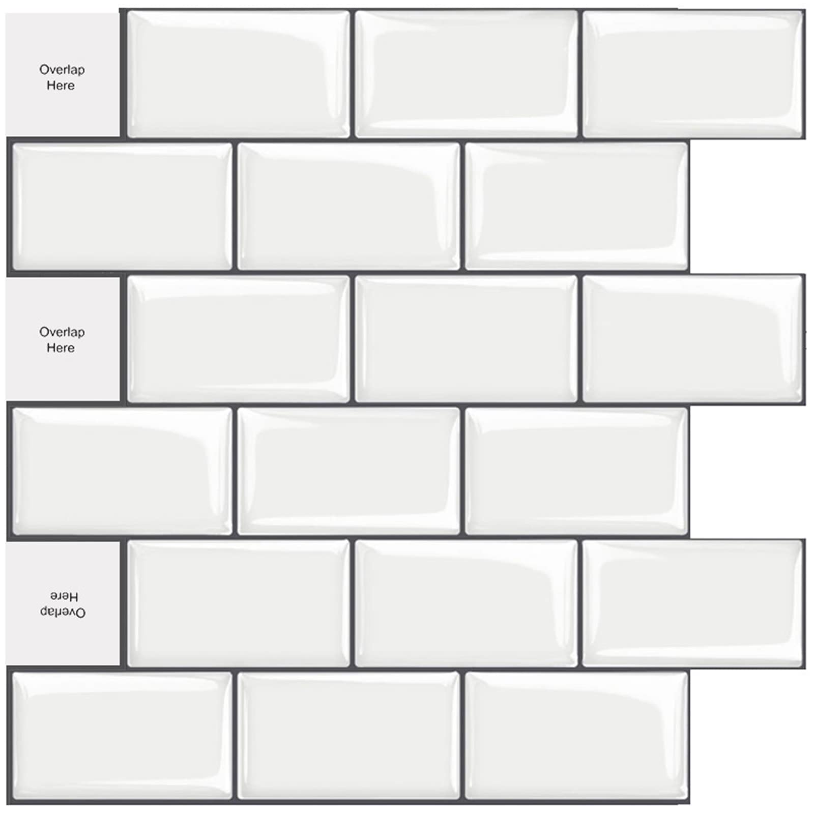 ChangMi 10-Sheet 3D Peel and Stick Tile Stickers, Self Adhesive Wall Tiles, Stick on Tile Splashback for Kitchen & Bathroom