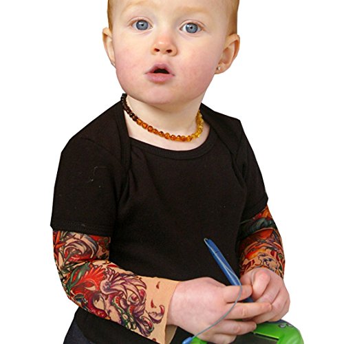 Wild Rose Baby Boy Girl Tattoo Sleeve Shirt, Sunflower, Black, 12-18 mos