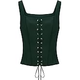 NIHONCOS Womens Pirate Renaissance Tank Top Medieval Waist Cinched Corset Slim Strap Vest Bodice Halloween Cosplay Costume