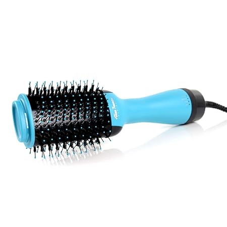 Alan Truman The Blow Brush, Hair Dryer & Volumizer Hot Air Brush 4 in 1 Dryer Curler straightener & Brush (Blue)