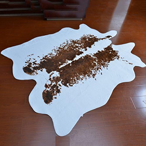 WSGZH Imitation Fur Rug Cowhide Carpet Animal Print Carpet Living Room Bedroom Carpet Coffee Table Creative Plush Carpet (Color : Brown, Size : 140CMร200CM)