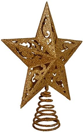 Kurt Adler 8-Inch Gold Glittered 5 Point Star Treetop Kurt Adler 8-Inch Gold Glittered 5 Point Star Treetop