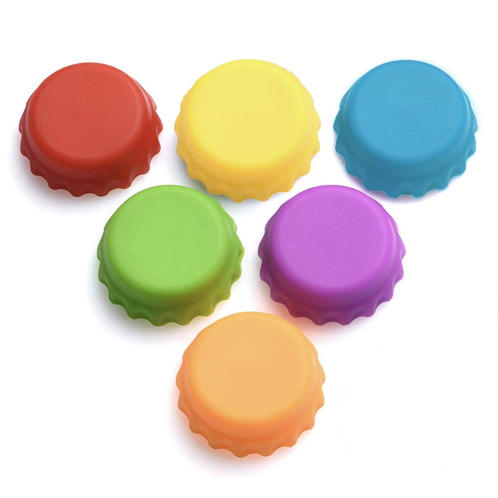 Sinogoods Silicone Bottle Stopper, Bottle caps, Beer Saver, 6 Pcs Bottle Caps Reusable Silicone Stopper Cap