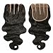 3 Part Lace Closure 4x4 Body Wave Human Hair Closure Piece with Baby Hair Natural Black Color No Bleached Knots (10 inch)