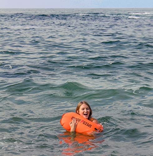 Speed Hound Marathon Swim Buoy - Open Water Swimming Buoy and Emergency Flotation Device with Dry Bag for Swimmers, Triathletes, and Snorkelers - (Safety Orange, Regular - 16L)