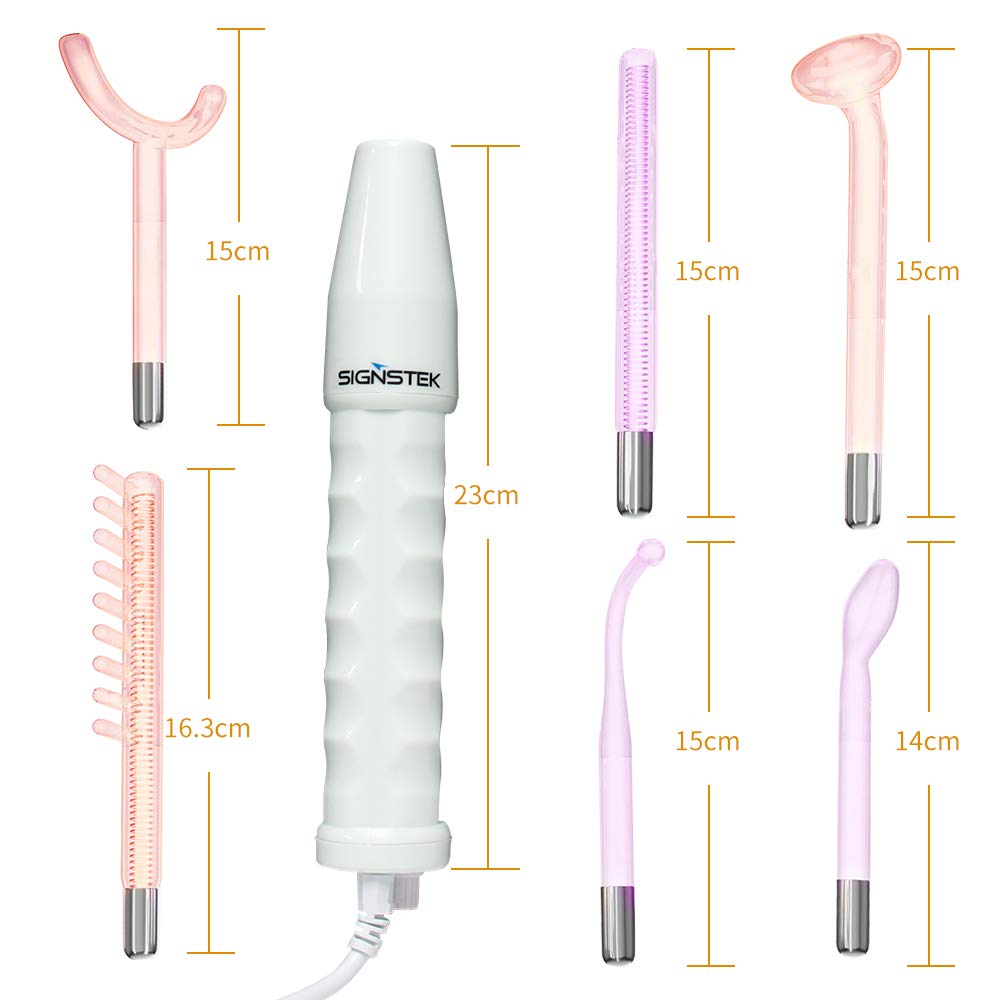 Signstek High Frequency Skin Therapy Machine with 6 Neon & Argon Wands for Acne Treatment, Skin Tightening and Wrinkle Reducing: Beauty