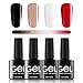 Gel Nail Polish Set,Soak Off UV LED Gel Polish Nail,Renstorm Red Nail Polish Lacquer Set DIY Nail Art Manicure Kit With 4Pcs
