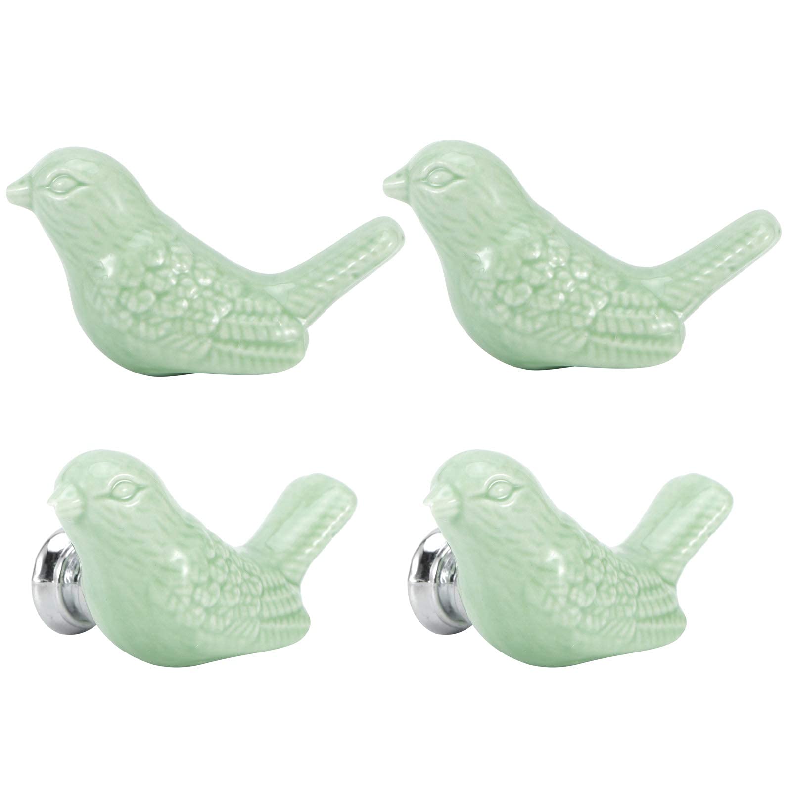 Atyhao Set of 4 Bird Shape Ceramic Knobs DIY Door Drawer Cabinet Pull Handle Furniture Accessories Kitchen Furniture Handle Knobs and Pull Cabinet Knob (Green)