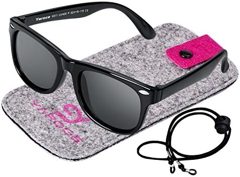 Kids Toddler Baby Flexible Retro Polarized Sunglasses with Strap for Boys Girls