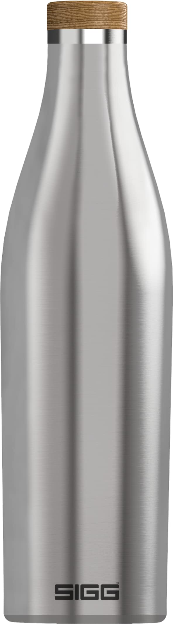 SIGG - Insulated Water Bottle - Meridian - Leakproof - Extra Slim - BPA Free - Plastic Free - Double Walled 18/8 Stainless Steel - Bamboo Screw Top - Brushed - 0.5 L