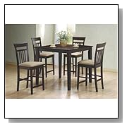 Counter Height Dining Sets 5pc Cappuccino Finish Counter Height Dining Table and 4 Barstools Set