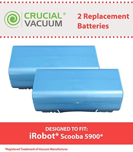 Crucial Vacuum Replacement Vacuum Battery Compatible with iRobot Part # 14904 & Models Scooba,330,340,350,380,385,590,5800,5900,5910,5920,5940,5950,6000,34001 Long Lasting & Rechargeable (2 Pack)