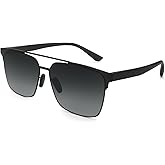 Dollger DG496-2025 Men's Polarized Square Sunglasses UV400 Protection, Metal Frame Nylon Lenses Stylish Anti-Glare(Black to Gray)