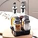 Oil and Vinegar Salt and Pepper Dispenser Set for Home and Kitchen, Non-Drip Spouts with Study Tray Holder| 5-Piece Includes 2 Oil and Vinegar Dispenser and 2 Salt and Pepper Shaker|