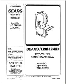Craftsman 113.244580 Band Saw Owners 