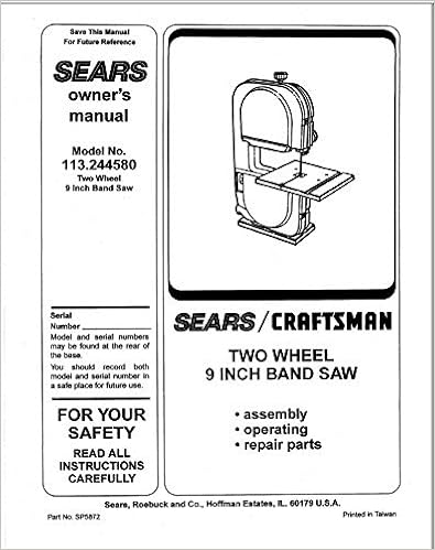 Craftsman 113.244580 Band Saw Owners 