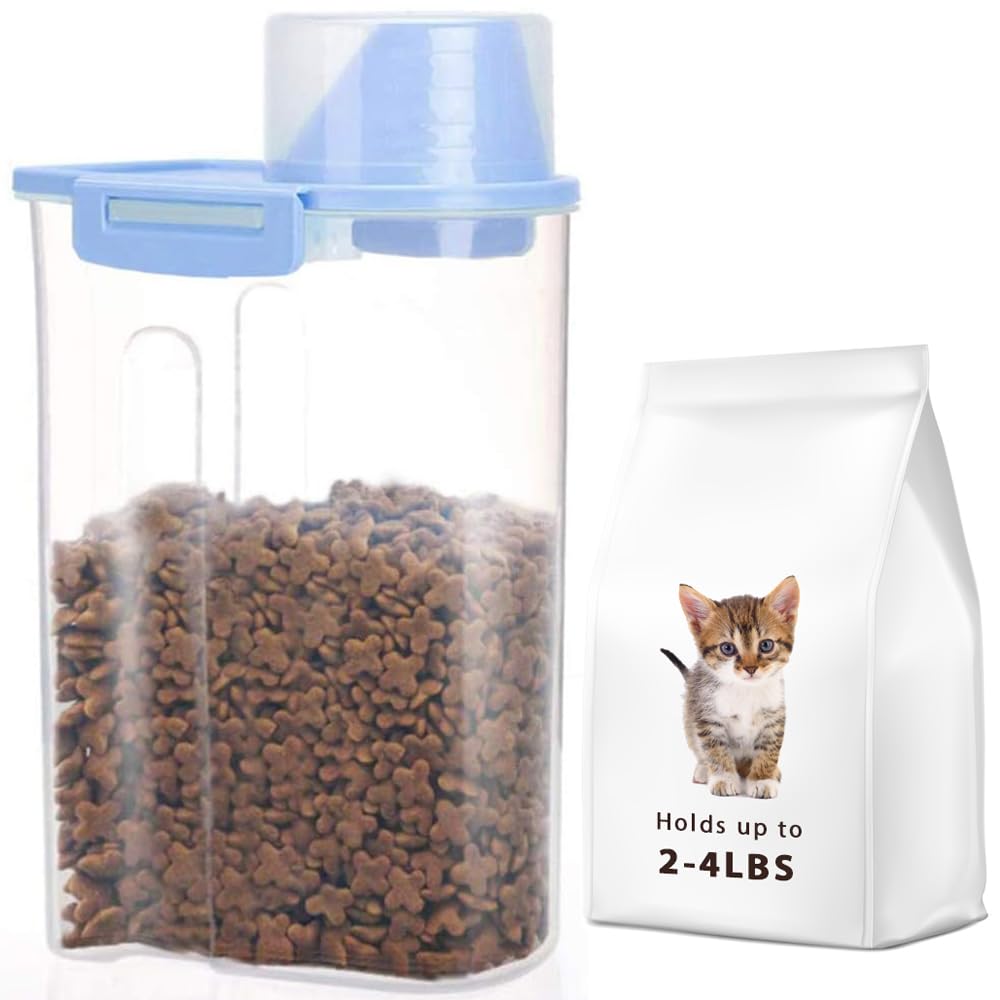 Photo 1 of PISSION Pet Food Storage Container with Graduated Cup and Seal Buckles Food Dispenser for Dogs Cats (Blue)