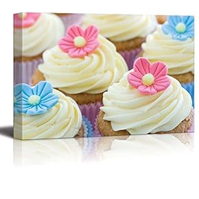 Canvas Prints Wall Art - Beautiful Colorful Cupcakes | Modern Wall Decor/Home Art Stretched Gallery Wraps Giclee Print & Wood Framed. Ready to Hang - 12" x 18"